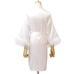 Feather Satin Bride & Bridesmaid Robe - Embroidered Wedding Nightwear