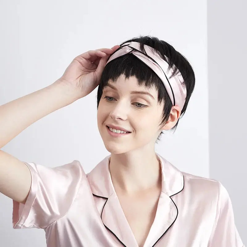 Pink Blossom: Mulberry Silk Headband in Pink