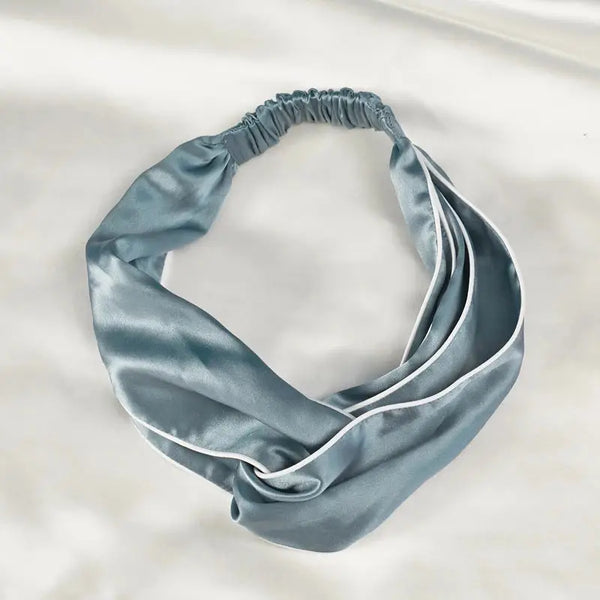 Azure Serenity: Mulberry Silk Headband in Blue