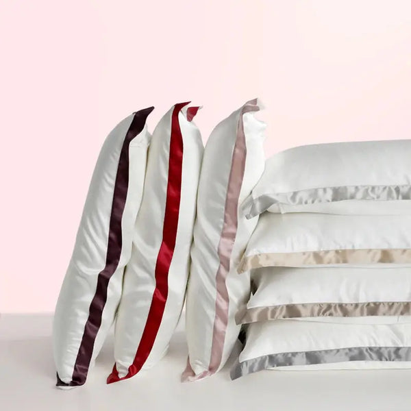 Chroma Chic: White Silk Pillowcase with Colorful Accents