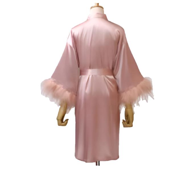 Feather Satin Bride & Bridesmaid Robe - Embroidered Wedding Nightwear