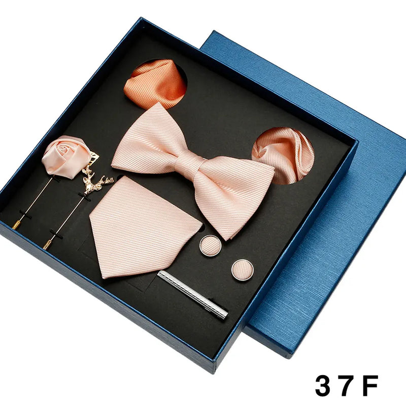 Luxury Men’s Tie & Bow Tie Set - 8-Piece Gift Box for Business & Weddings