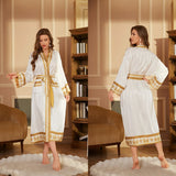 Baroque Style Silk Satin Couple Robe - Luxury Long Nightgown