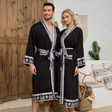 Baroque Style Silk Satin Couple Robe - Luxury Long Nightgown