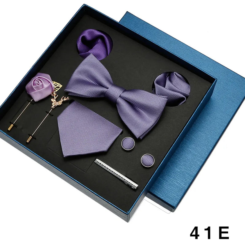 Luxury Men’s Tie & Bow Tie Set - 8-Piece Gift Box for Business & Weddings