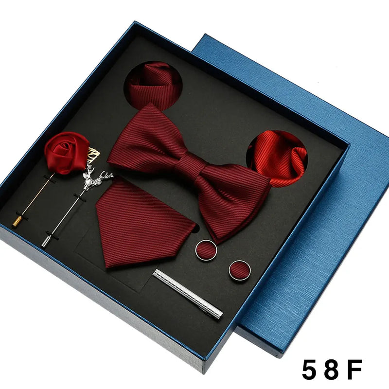 Luxury Men’s Tie & Bow Tie Set - 8-Piece Gift Box for Business & Weddings