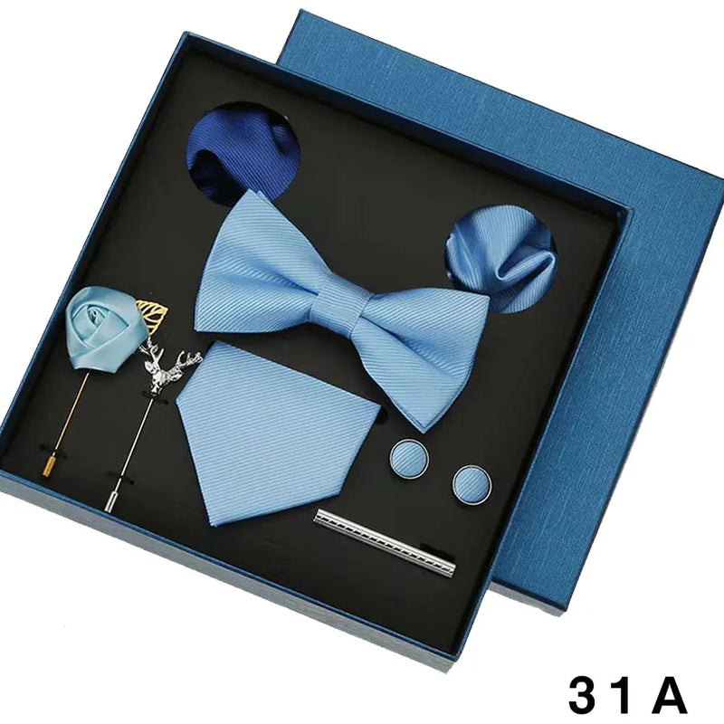 Luxury Men’s Tie & Bow Tie Set - 8-Piece Gift Box for Business & Weddings