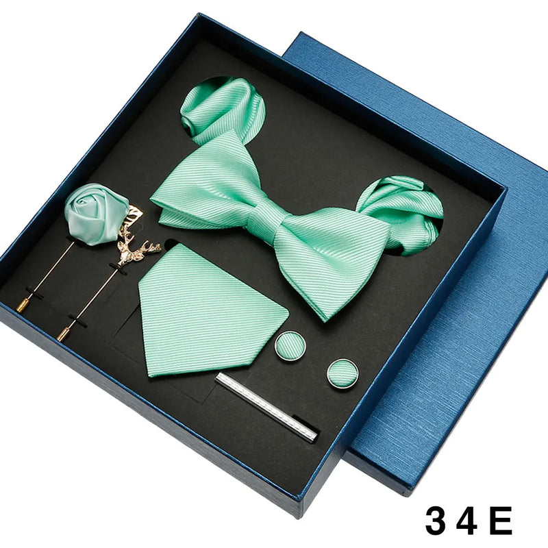 Luxury Men’s Tie & Bow Tie Set - 8-Piece Gift Box for Business & Weddings