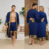 Baroque Style Silk Satin Couple Robe - Luxury Long Nightgown