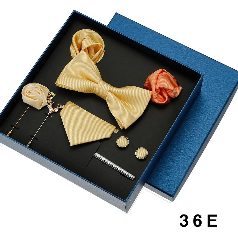 Luxury Men’s Tie & Bow Tie Set - 8-Piece Gift Box for Business & Weddings