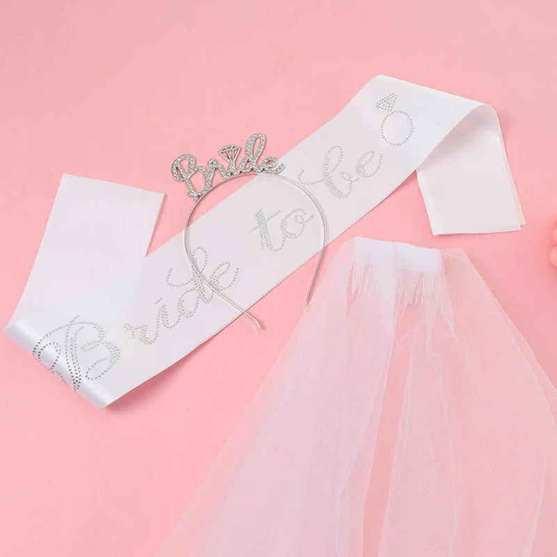 Bride To Be Tiara, Sash & Veil Set - Bachelorette Party Decorations