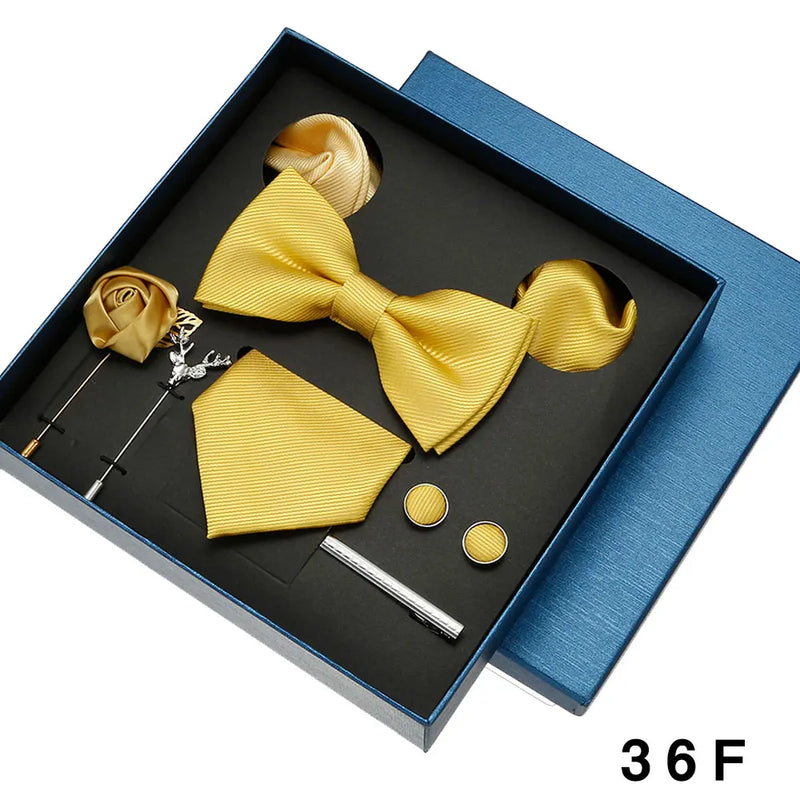 Luxury Men’s Tie & Bow Tie Set - 8-Piece Gift Box for Business & Weddings