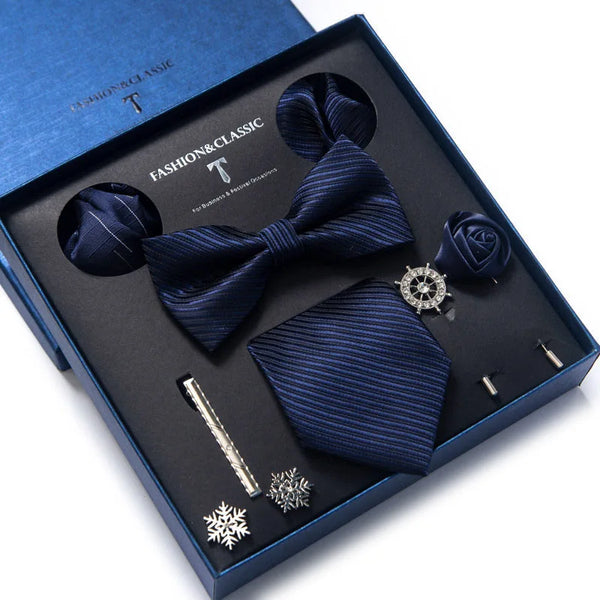 Silk Tie Set with Cufflinks & Pocket Square - Necktie Gift Box