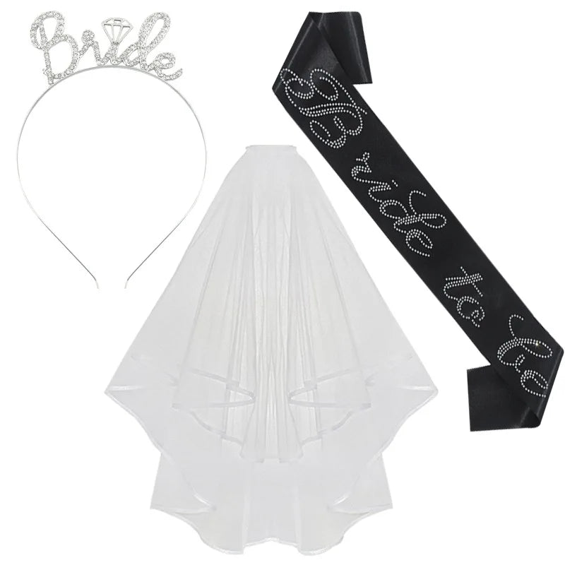 Bride To Be Tiara, Sash & Veil Set - Bachelorette Party Decorations