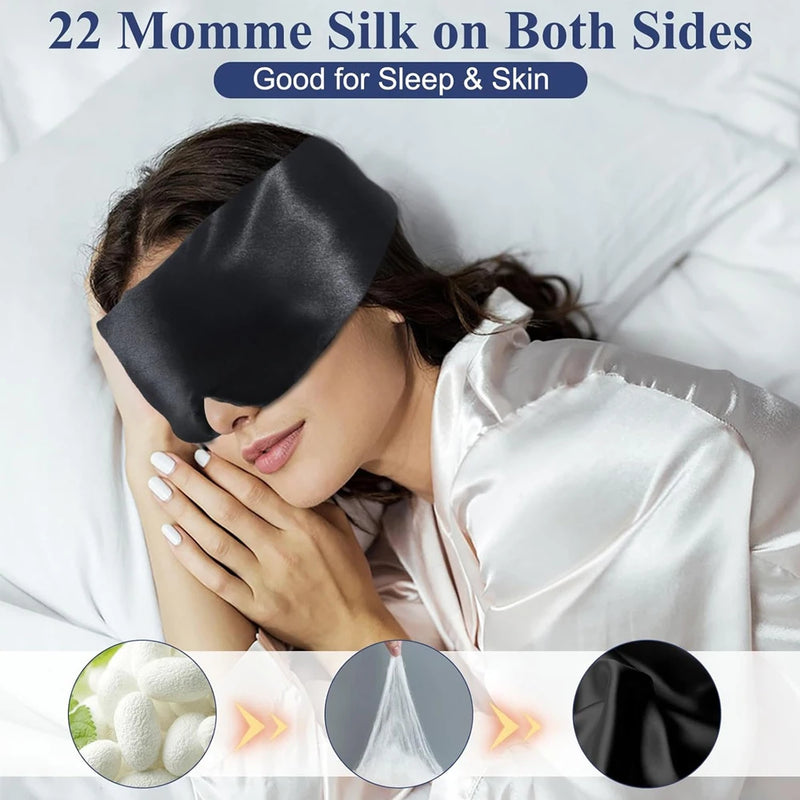 Natural Mulberry Silk Sleep Mask - Soft Blackout Eye Cover