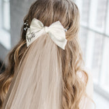 White Bow Bride Veil - Bachelorette Party & Bridal Shower Prop