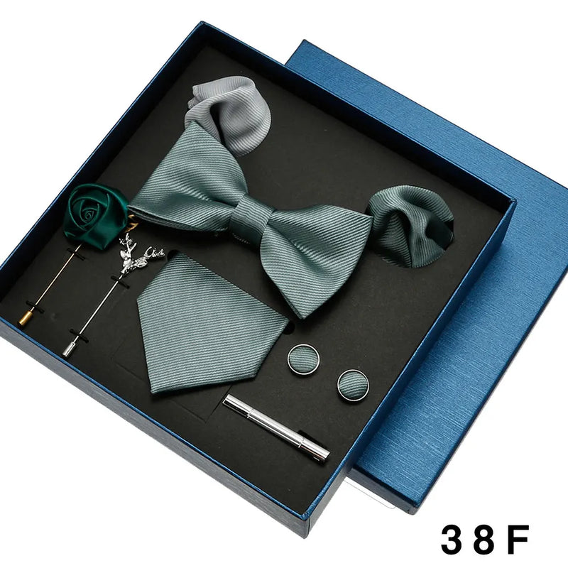 Luxury Men’s Tie & Bow Tie Set - 8-Piece Gift Box for Business & Weddings