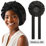 Luxurious 100% Mulberry Silk Sleeping Bonnet: Large Sleep Cap for Curly, Dreadlock, and Braided Hair Care