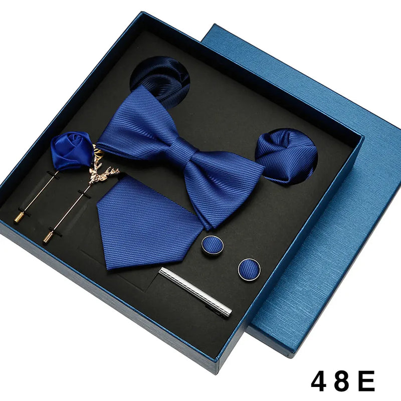 Luxury Men’s Tie & Bow Tie Set - 8-Piece Gift Box for Business & Weddings