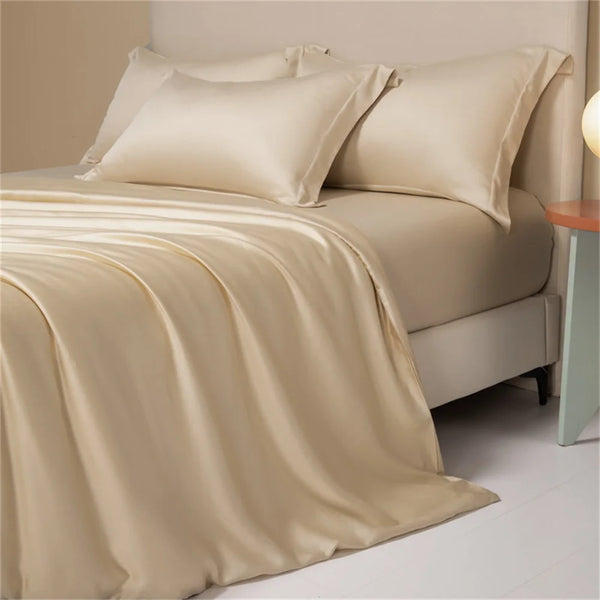 100% Silk Bedding Set - Luxury Solid Color Duvet Cover & Sheets