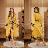 Baroque Style Silk Satin Couple Robe - Luxury Long Nightgown