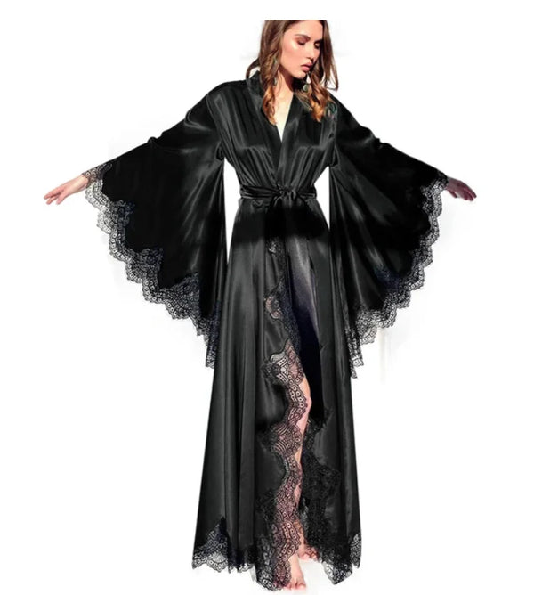 Women’s Silk Satin Lace Robe - Wedding & Photography Gown