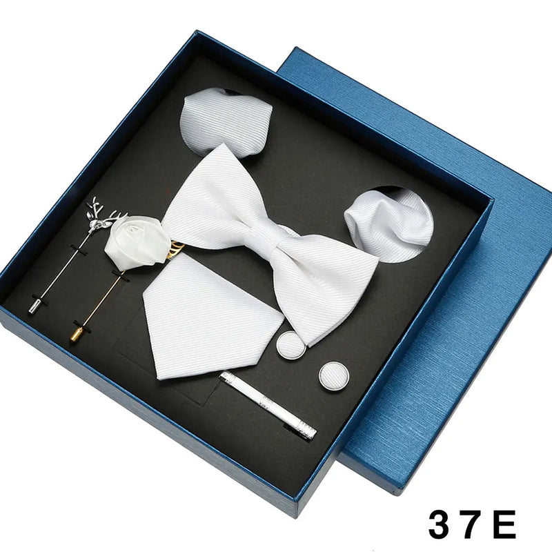 Luxury Men’s Tie & Bow Tie Set - 8-Piece Gift Box for Business & Weddings