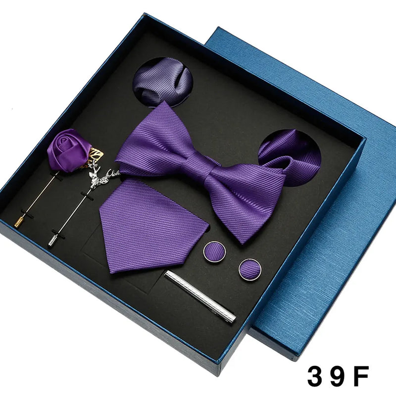 Luxury Men’s Tie & Bow Tie Set - 8-Piece Gift Box for Business & Weddings