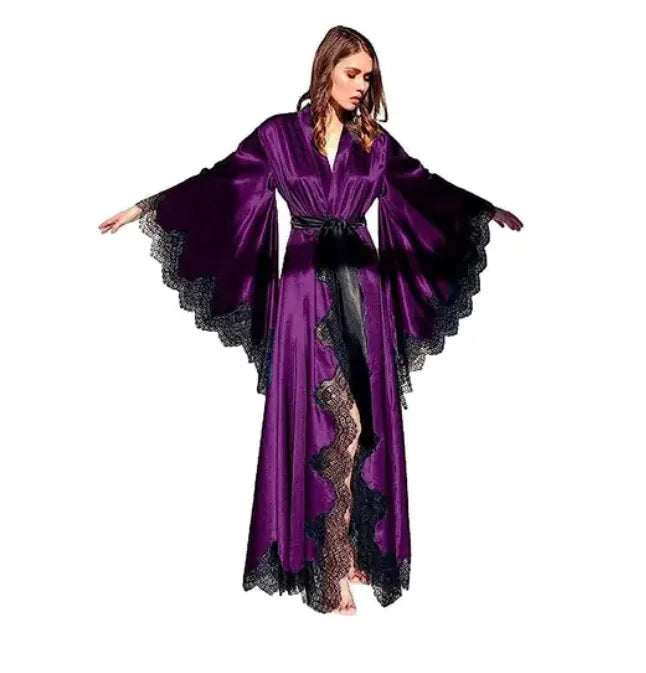 Women’s Silk Satin Lace Robe - Wedding & Photography Gown