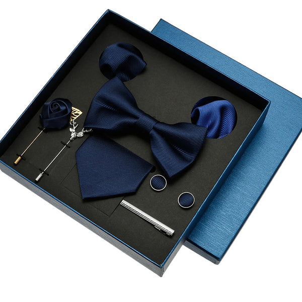 Luxury Men’s Tie & Bow Tie Set - 8-Piece Gift Box for Business & Weddings