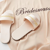 Wedding Slippers - Silk Solid Color with Bride & Bridesmaid Embroidery