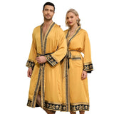 Baroque Style Silk Satin Couple Robe - Luxury Long Nightgown