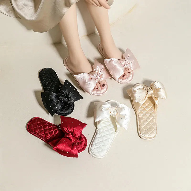 Fashion Wedding Slippers - Peep Toe Silk Bow Sandals for Bride & Bridesmaids