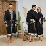 Baroque Style Silk Satin Couple Robe - Luxury Long Nightgown