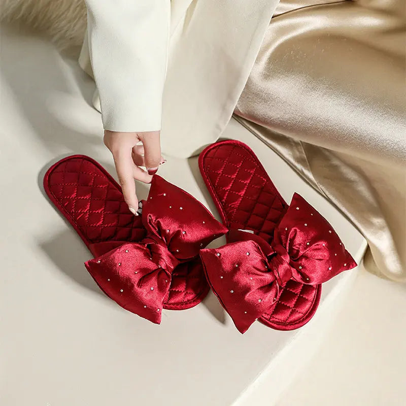 Fashion Wedding Slippers - Peep Toe Silk Bow Sandals for Bride & Bridesmaids