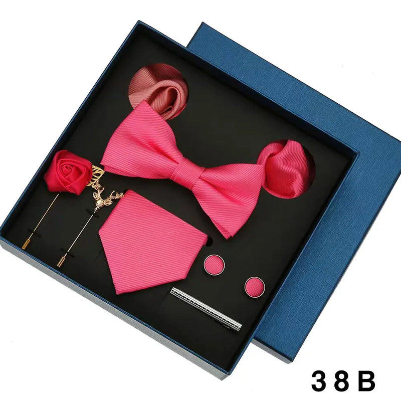 Luxury Men’s Tie & Bow Tie Set - 8-Piece Gift Box for Business & Weddings