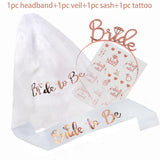 4pcs Bride To Be Set - Sash, Veil, Headband & Tattoo Stickers