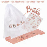 4pcs Bride To Be Set - Sash, Veil, Headband & Tattoo Stickers