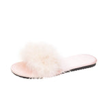 Elegant Silk & Faux Fur Bridal Slippers - Satin Wedding Sandals for Bride & Bridesmaids