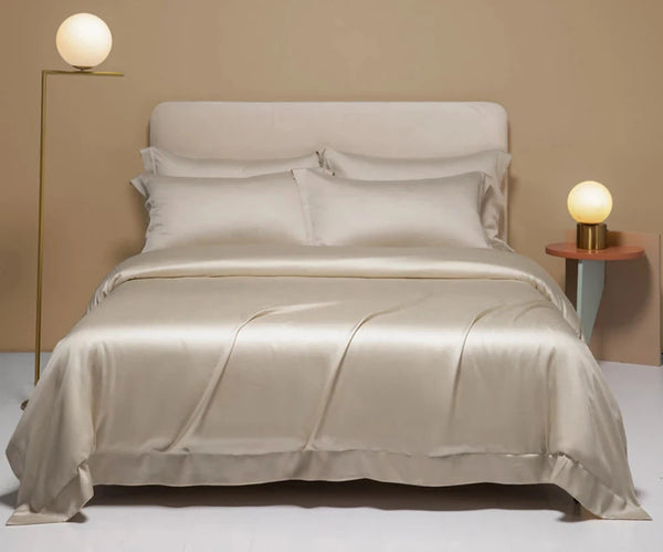 100% Silk Bedding Set - Luxury Solid Color Duvet Cover & Sheets