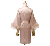 Feather Satin Bride & Bridesmaid Robe - Embroidered Wedding Nightwear